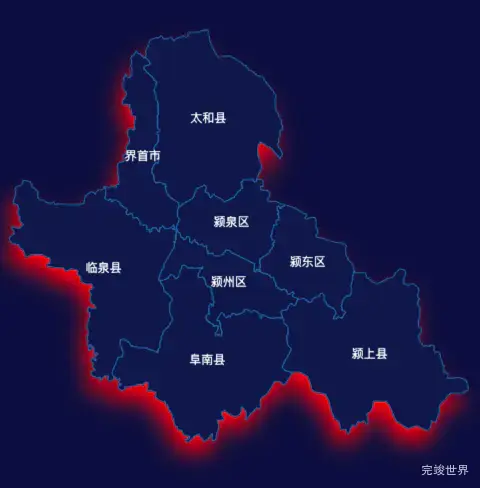 echarts阜阳市地图投影效果实例